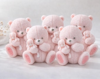 Set of 5 Teddy Bear Soaps, Goat Milk, Baby Shower Favor, Party Gift