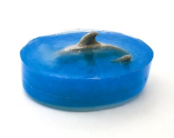 Shark Goat Milk & Glycerin Soap | Ocean Inspired Handmade Soap | Blue Transparent Soap Bar | Nautical Gift | Shark Soap