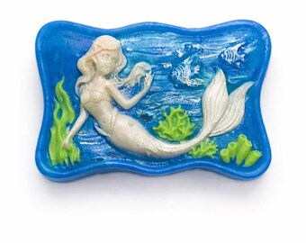 Mermaid Glycerin Soap | Underwater Scene, Ocean Art Bath Bar