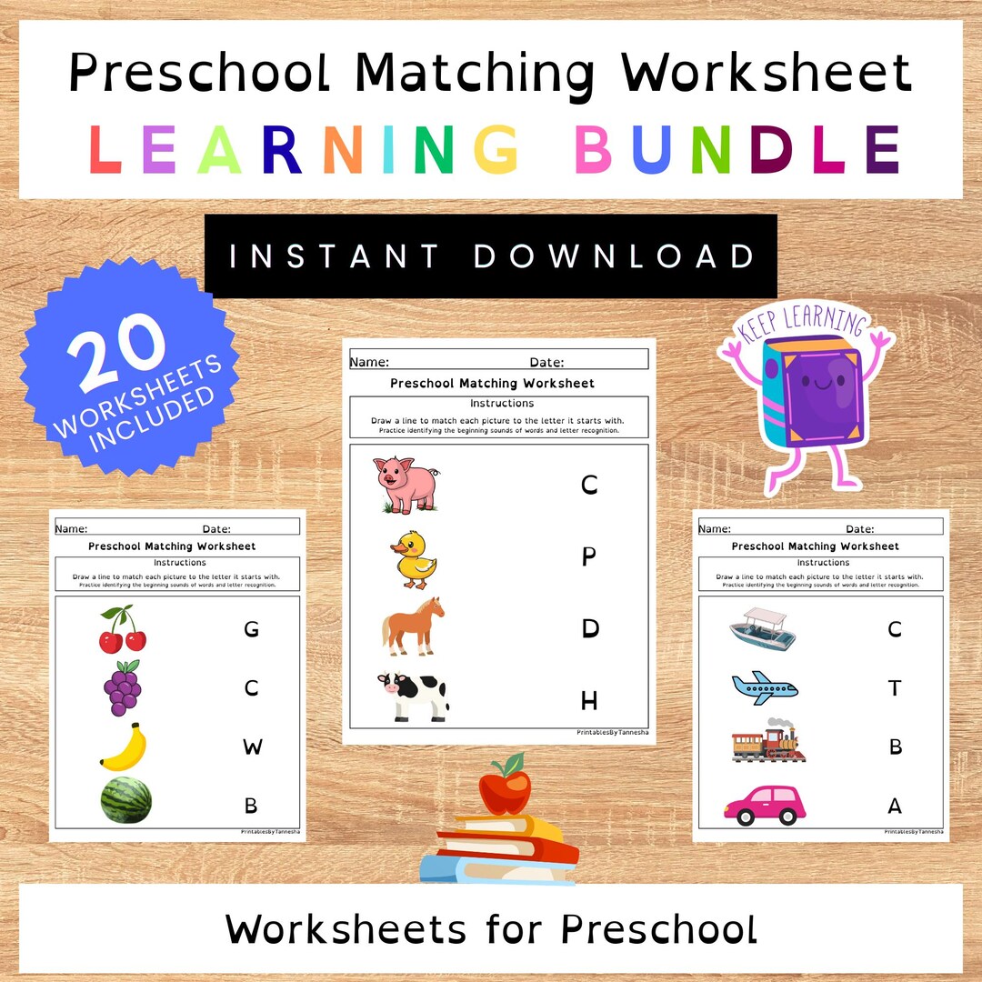 Preschool Letter Matching Worksheets, Beginning Sounds Activity ...