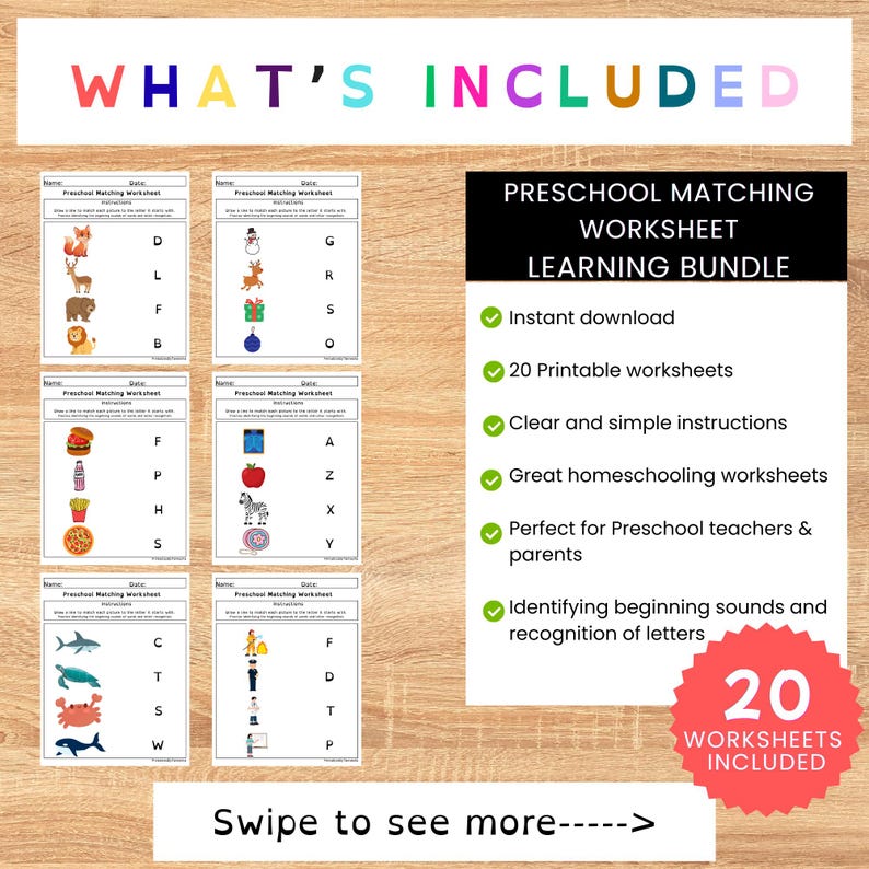 Preschool Letter Matching Worksheets, Beginning Sounds Activity ...