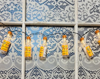 Custom miniature liquor bottle string lights for parties and decor