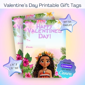 Moana Valentinstag Sofort-Download druckbare Karten, Moana Valentinstag Geschenkanhänger, Moana Valentinstag Austauschkarten, SOFORTIGER DOWNLOAD