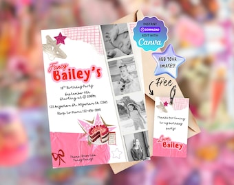 Plantilla de invitación para fiesta de cumpleaños de Nancy la Elegante. Fiesta de cumpleaños de Nancy la Elegante para niñas, invitación de cumpleaños de Nancy la Elegante para niñas.