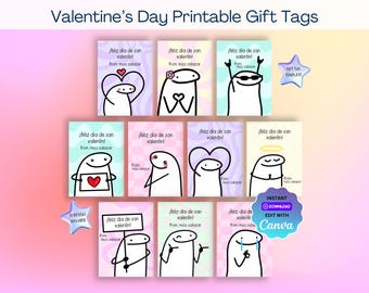 Spanish Doodle Meme Valentine Cards for Students, Valentine Cards for Spanish Class, Printable Valentine Day Tag, Feliz Dia de San Valentin