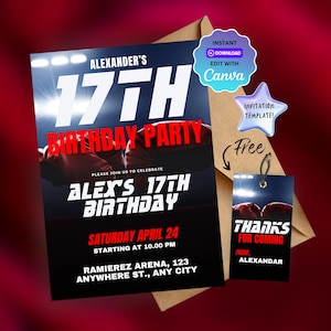 Boxing Birthday Party Invitation Template for Teens, MMA UFC Birthday Party, Martial Arts Party, Custom Template Canva, Instant Download