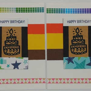 Cartes de voeux faites main de gâteau de joyeux anniversaire