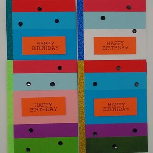 Cartes de voeux faites main à rayures joyeux anniversaire