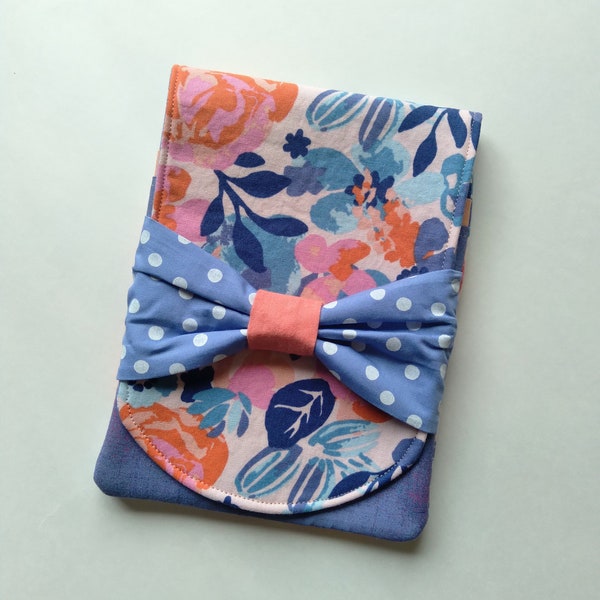 Pink and Periwinkle Girls Floral Pocket Organizer with Bow | Valentine's Day Mailbag Gift