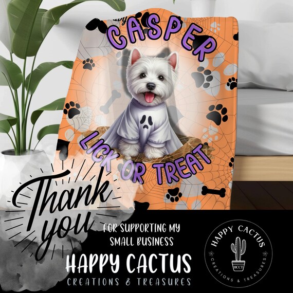 Personalized Custom Blanket, Halloween Blanket With Dog Graphic