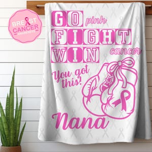 Blanket, Breast Cancer Fight against Cancer Support Team Names Grandmother Cancer Gift, Cancer Survivor Gift, Chemo Blanket, Cancer