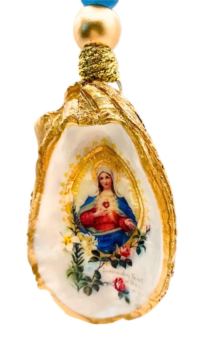 Virgin Mary Shell Immaculate Heart of Mary Oyster Shell Ornament - Etsy
