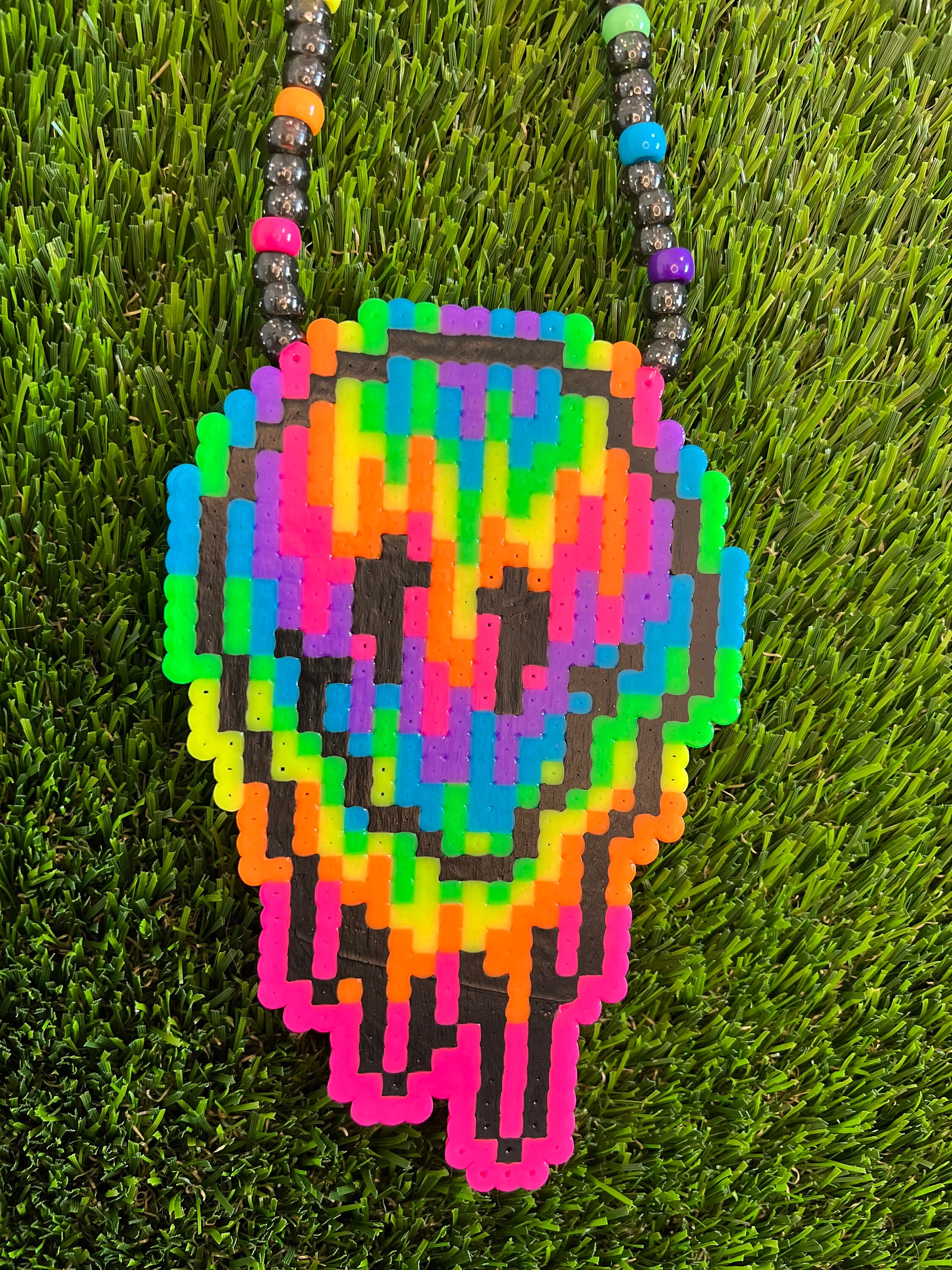 Princess Peach Mario necklace kandi rave perler edm edc PLUR hama melty art