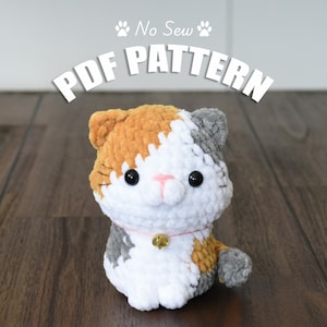 Modello all'uncinetto per gatto calico – Peluche gattino amigurumi senza cuciture, PDF adatto ai principianti