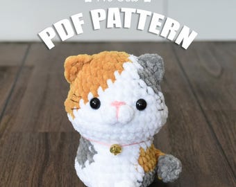 Calico Cat Crochet Pattern – No-Sew Amigurumi Kitten Plushie, Beginner-Friendly PDF