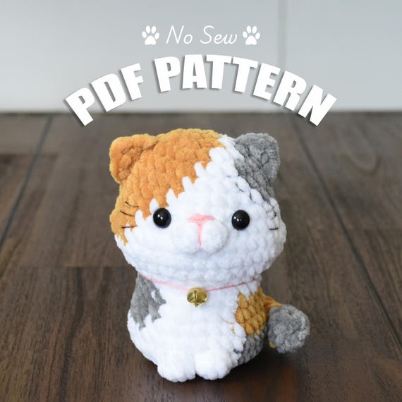 Calico Cat Crochet Pattern – No-Sew Amigurumi Kitten Plushie, Beginner-Friendly PDF