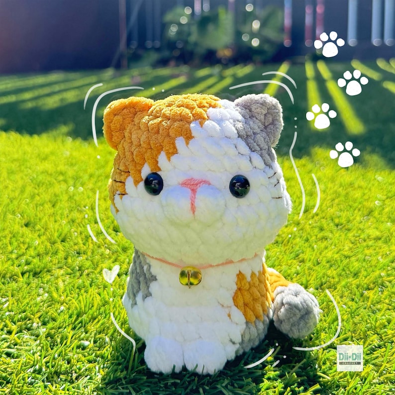 Calico Cat Crochet Pattern – No-Sew Amigurumi Kitten Plushie, Beginner-Friendly PDF