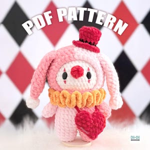 HarleBunny the Clown Bunny Crochet Pattern - Circus Halloween Keychain - Spooky Season Amigurumi PDF