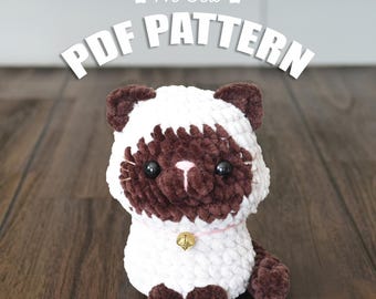 Patron au crochet chat siamois – peluche amigurumi chaton sans couture, PDF adapté aux débutants