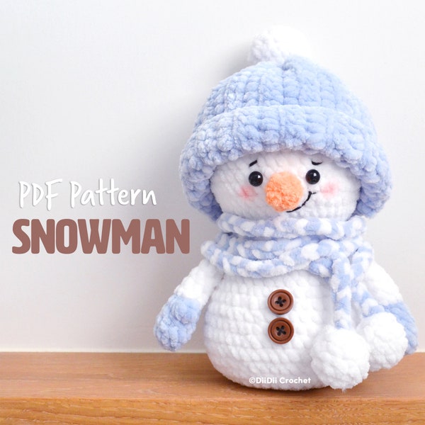 MOTIF au crochet - Amigurumi bonhomme de neige - Patron de peluche - Jouet de Noël DIY - PDF uniquement