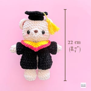 Ours de remise des diplômes au crochet - Ours en peluche avec bonnet de remise des diplômes et robe Amigurumi PDF image 8