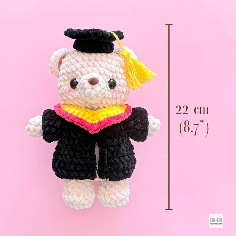 Ours de remise des diplômes au crochet - Ours en peluche avec bonnet de remise des diplômes et robe Amigurumi PDF image 8