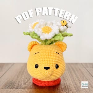 Pooh Crochet PATTERN - Bear Amigurumi with Daisy Flower - PDF Digital Download