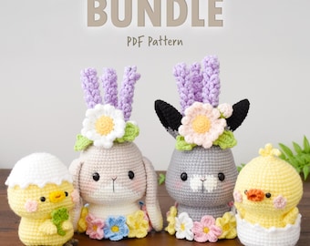 イースターのひよこの編み図 - 卵の殻付き赤ちゃんひよこの編みぐるみ