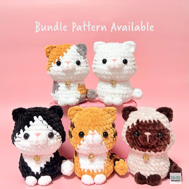 Calico Cat Crochet Pattern – No-Sew Amigurumi Kitten Plushie, Beginner-Friendly PDF