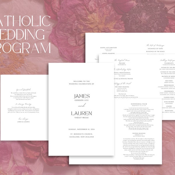 Catholic Wedding Program Template, Catholic Wedding Program, Church Program, Wedding Program, Wedding Program Template, Wedding Of Service