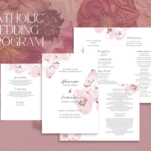 Catholic Wedding Program Template, Catholic Wedding Program, Church Program, Wedding Program, Wedding Program Template