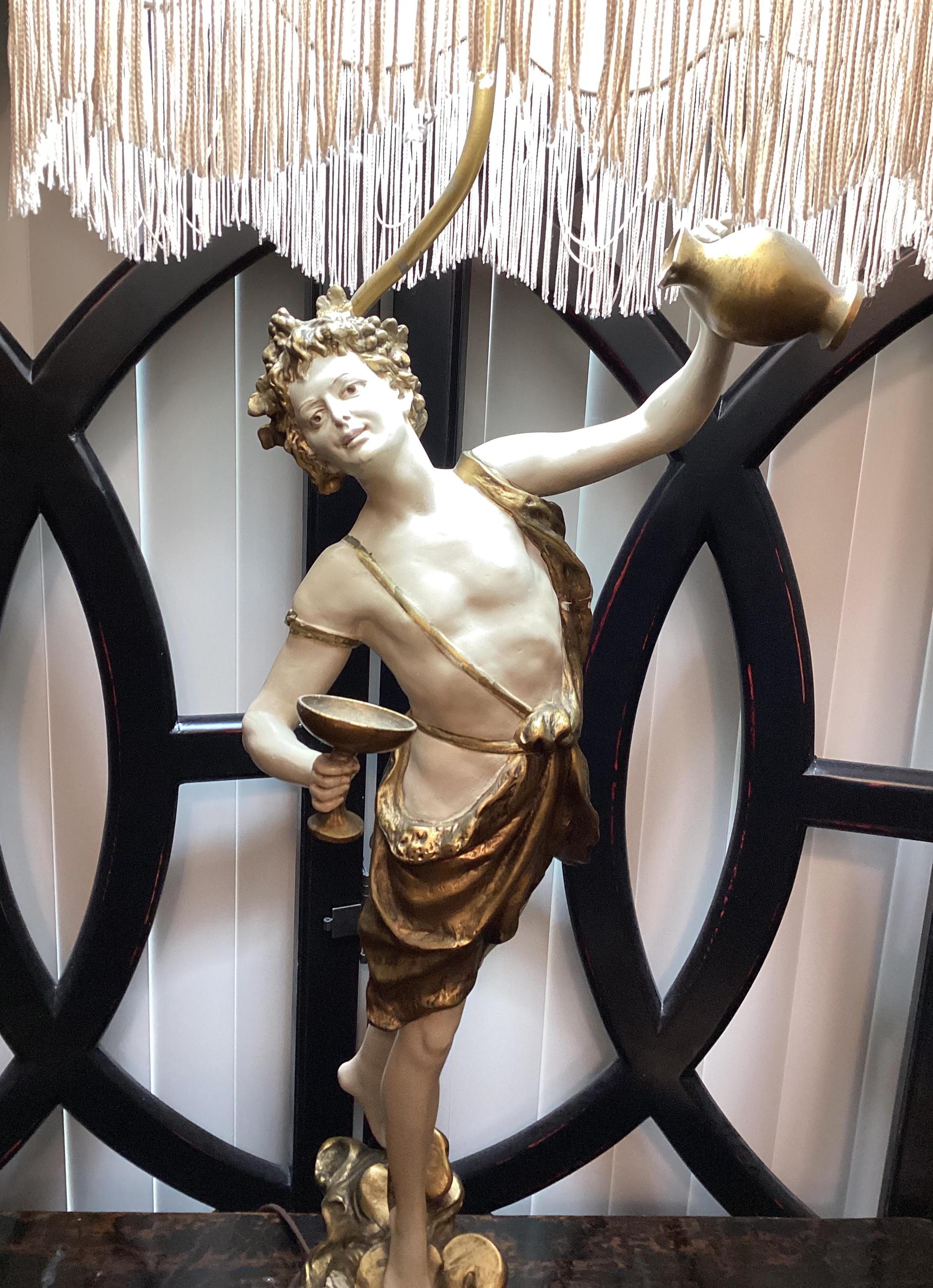 Vintage Moreau French Renaissance Table Lamp: Figural Ceramic