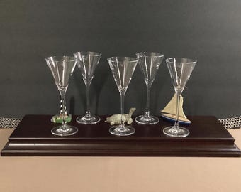 Vintage Grey Goose Martini Glasses Large Set of 6 – Etched Logo Clear Footed Cups