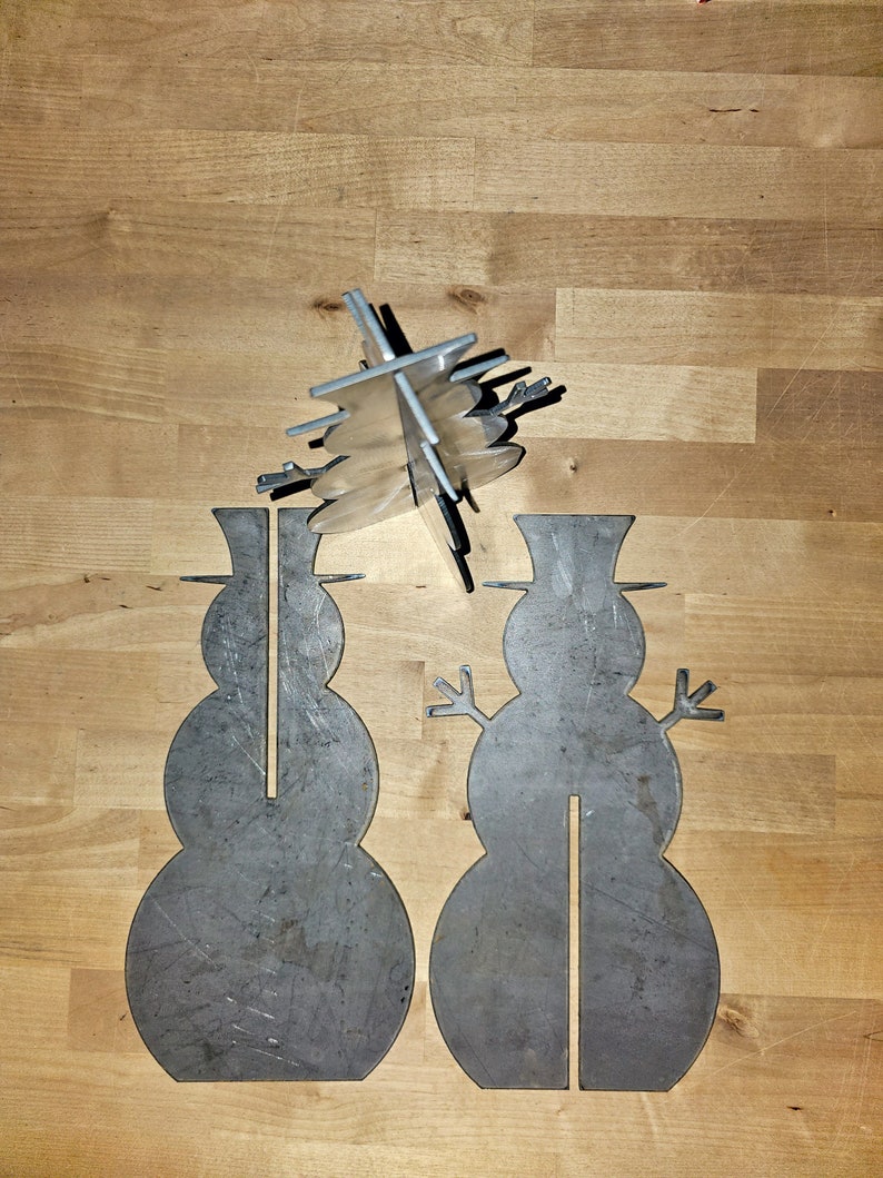 Metal Snowman Stackable Self Standing 3D Bare Metal Snowman - Etsy