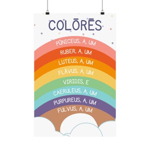 Farben in Latein Poster, Klassenzimmer Kunst, Latein lernen, antikes Rom, Latein Lehrer, Farbe Regenbogen, Farben lernen, Lehrer Poster