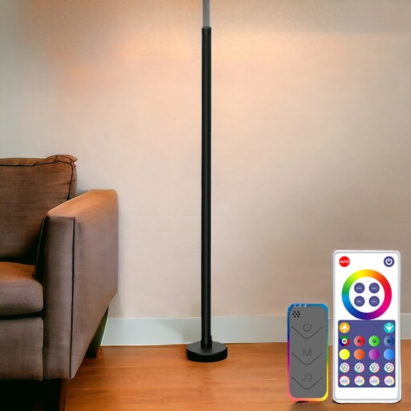 Dimmable Living Room Color Floor Lamp: Modern Corner Design with Music Sync for Color Changing Mood Lighting