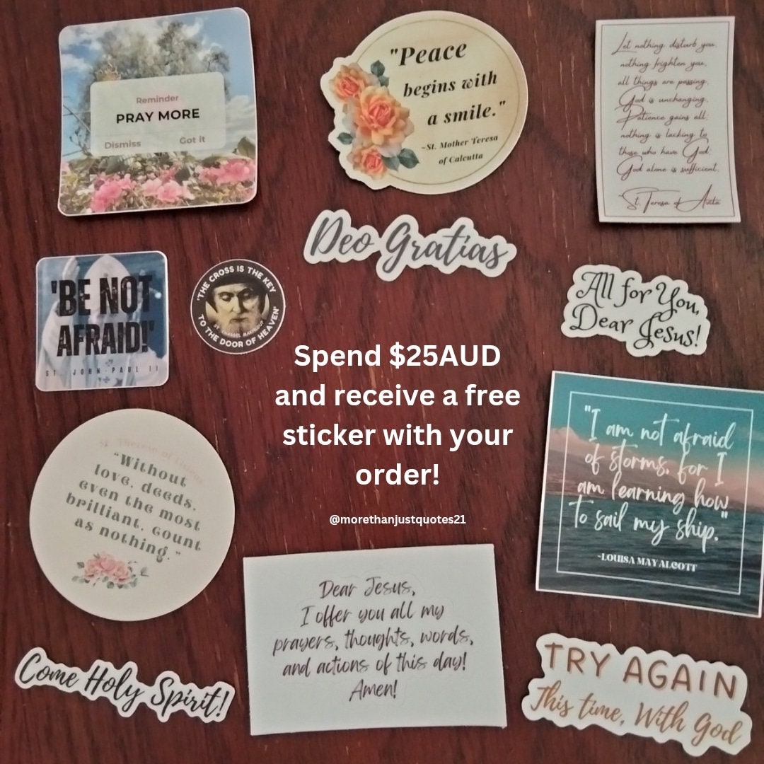 Prayer Sticker Layout Catholic Prayers Sticker Sheet | 5x Vinyl Stickers| CLEARANCE 50% off ...