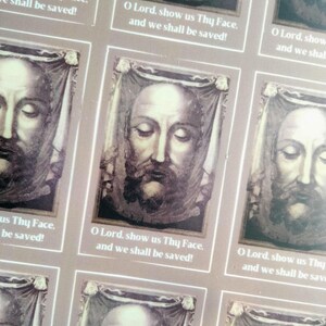 Holy Face of Jesus Sticker Sheet | 9 small stickers with the Holy Face of Jesus and short prayer | Religious Decals | Gift Ideas | Catholic