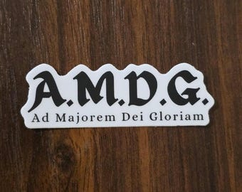 AMDG Mini Sticker | Latin Prayers | Ad Majorem Dei Gloriam | Catholic Vinyl Sticker |Gift Idea | Religious Decor |Phone Cover | Traditional