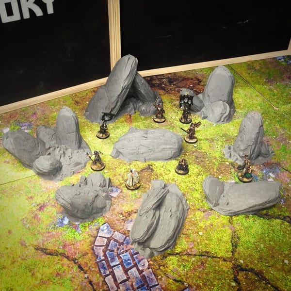 Conjunto de Terreno Rochoso Espalhado: 28 mm e 32 mm, Impresso em 3D, para Jogos de Guerra, Cenário de Fantasia Sombria e Ficção Científica para Mesas de Jogo.