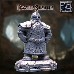 Large Dwarf Statue Terrain, 28mm 32mm Scale Scenery for D&D and Wargaming, Unpainted MiniatureLand Model, Fantasy Scatter Piece