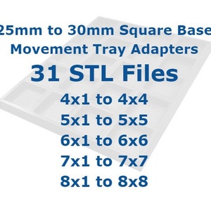 STL Files for 3D Printing: 25mm to 30mm Miniature Movement Tray Adapter - Warhammer Old World, Kings of War Compatible