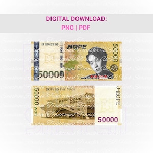 Dinero Hobi, billetes de Hope on Stage, regalo de concierto de Hope Tour para el ejército, imágenes prediseñadas de Hobi, PNG imprimible