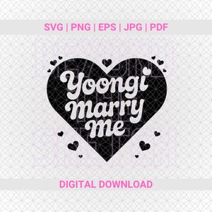 Yoongi Marry Me Svg Png, Kpop sticker sticker, Kpop Merch cadeau voor ARMY, Suga AgustD, Kpop illustraties, vector gesneden bestanden, Kpop Svg, afdrukbare