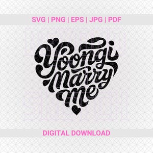 Yoongi Marry Me Svg Png, Suga AgustD Decal Sticker, KPOP sleutelhanger Svg, Kpop-illustraties, vectorbestanden knippen, afdrukbare