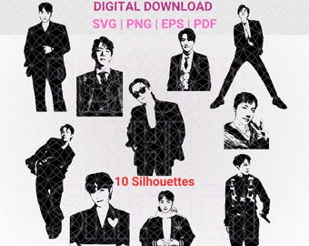 jhope Svg Png, paquete de siluetas de j-hope, archivos vectoriales Hope para Cricut, calcomanía de clip art de Kpop Hobi, archivo de sublimación PNG