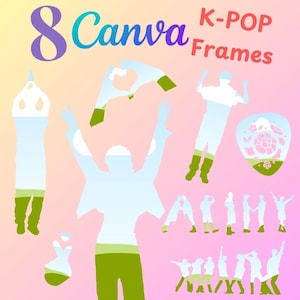 Paquete de marcos de Canva inspirados en Bangtan, fotos para arrastrar y soltar, fondo de plantilla editable, diseño de sublimación de collage de fotos PNG, clip art de BTS