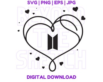 BTS SVG, Bts Love Yourself svg, heart svg, Bts, I love bts svg, Borahae, bts merch, bts png, kpop svg, Instant Download, Digital Download