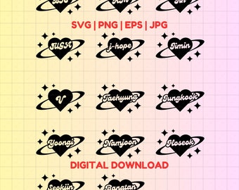 BTS SVG Png Jpg Eps | Bts Decal | Bts Member Sticker | Bts Logo | Bts Clipart | Kpop Star Svg |  Cricut Silhouette | Bts Printable