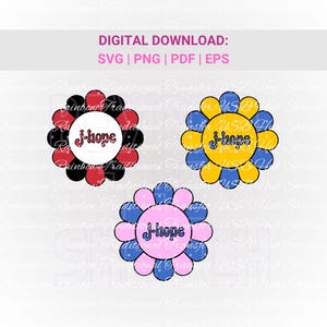 jhope Svg, Hope Flower Hope World, Kpop Svg, vectorbestanden gesneden, jhope sticker sticker, concert cadeau voor leger, hobi illustraties, afdrukbare